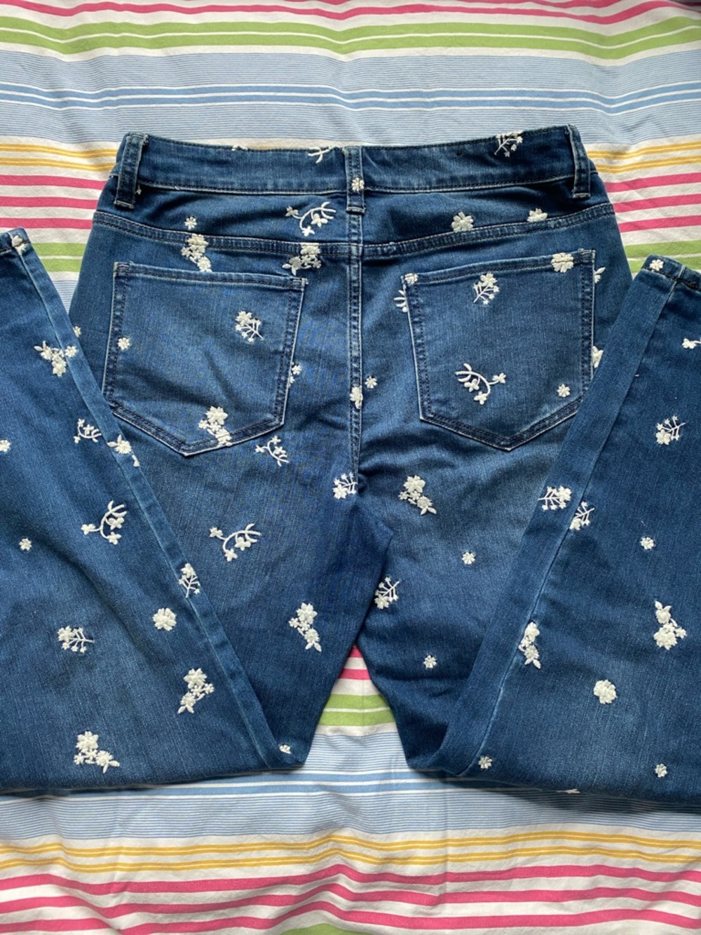 Lord & Taylor Dark Blue Embroidered Straight Leg Jeans - Picture 5 of 10